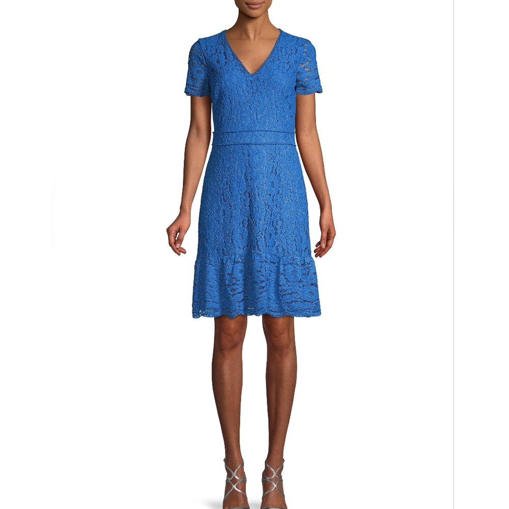 Karl Lagerfeld Paris Scalloped Lace V-neck Dress Sz 10 NWT MSRP $168